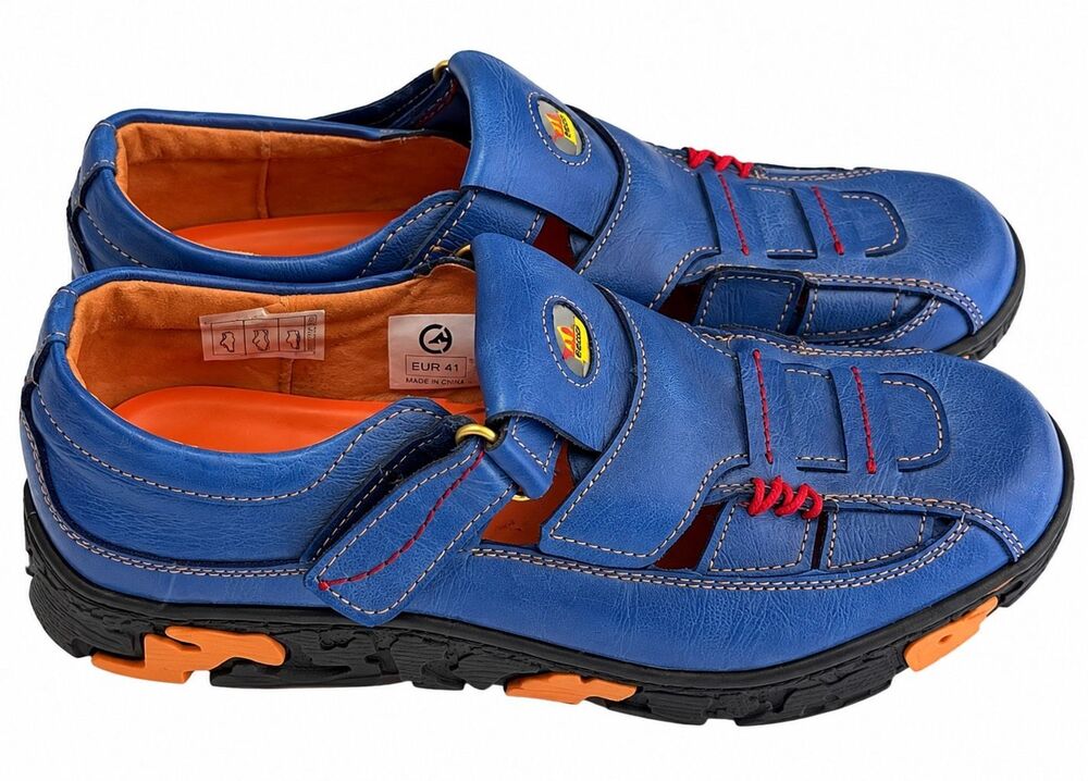 TMA Eyes Blue Leather Fisherman Sandals Comfort Walking Shoes Size 10